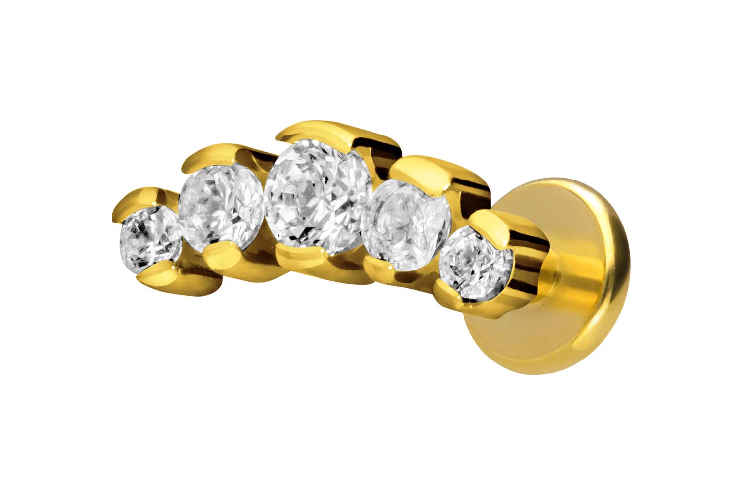 Titan Labret Piercing mit Innengewinde 5 EINGEFASSTE KRISTALLE